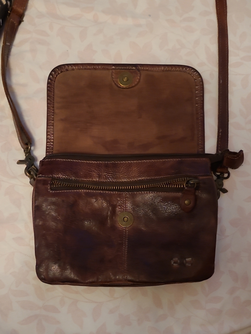 Leather Crossbody Bag - Brown